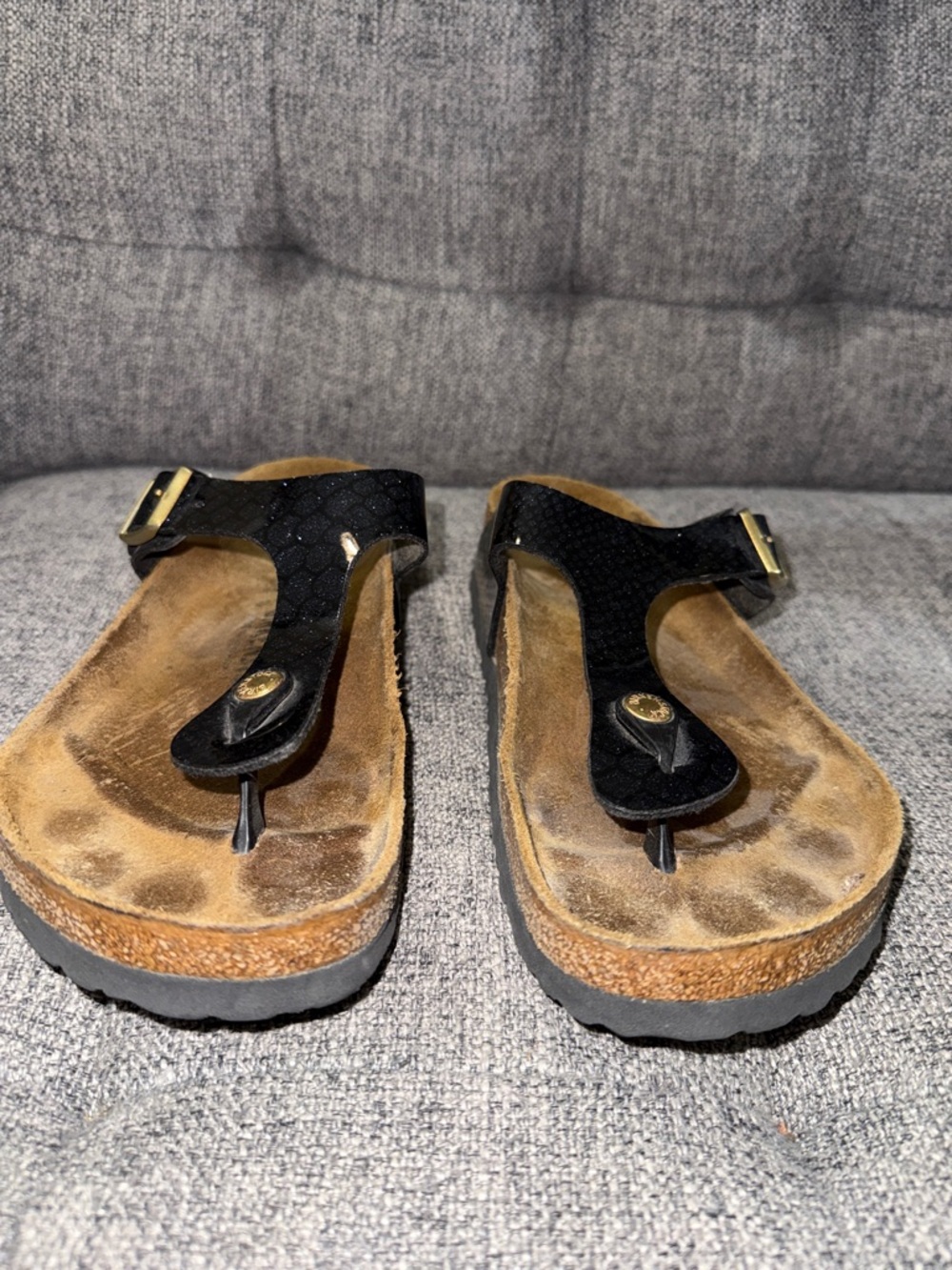 Birkenstock Gizeh sandals black glittery "Magic Snake" snake-skin pattern - Picture 3 of 10